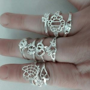 10PCS 925 Sterling Silver Mixed Design Ring